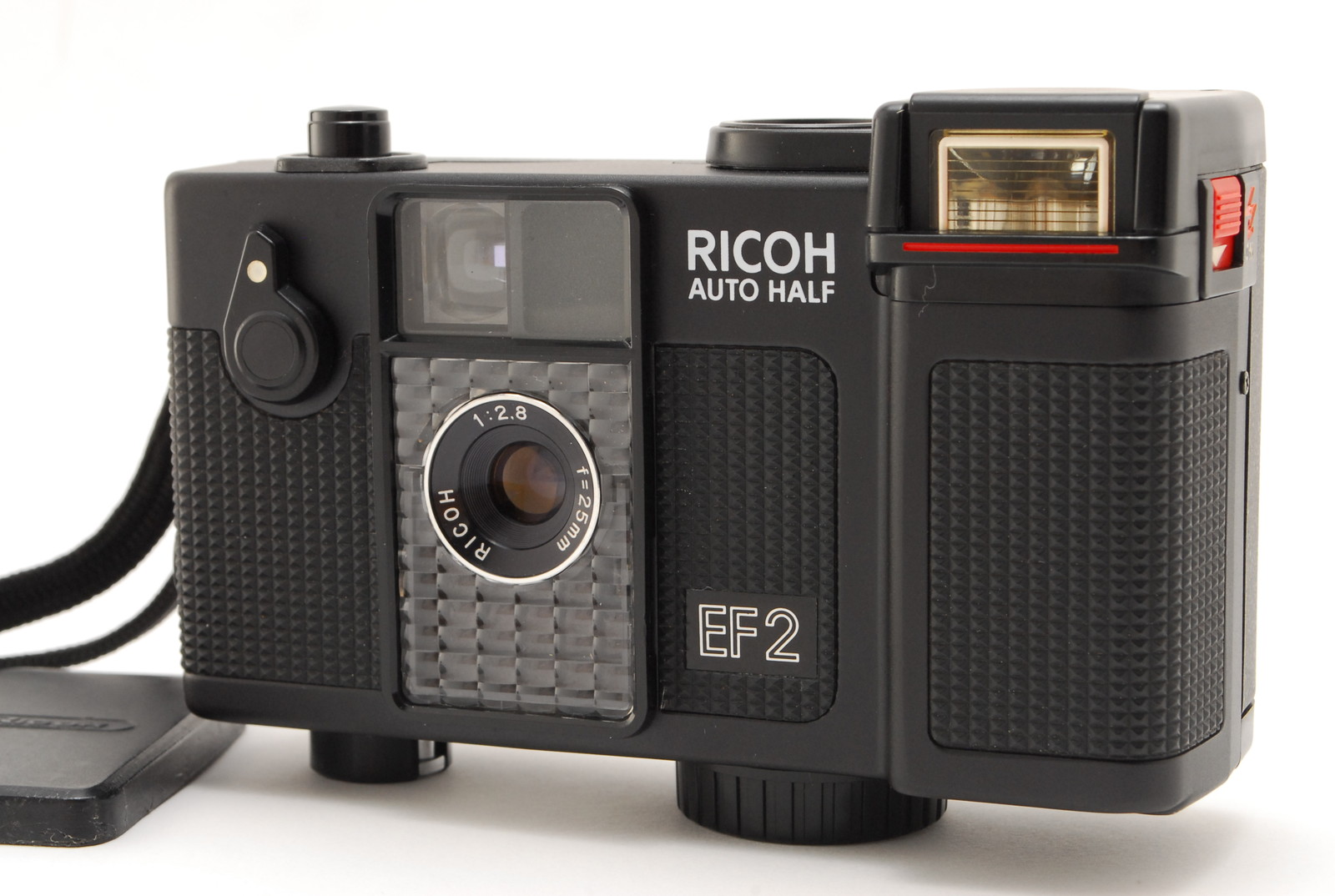 PROMOTION. NEAR MINT Ricoh AUTO HALF EF2, Lens Cap Flash WORKS Half Frame Camera from Japan