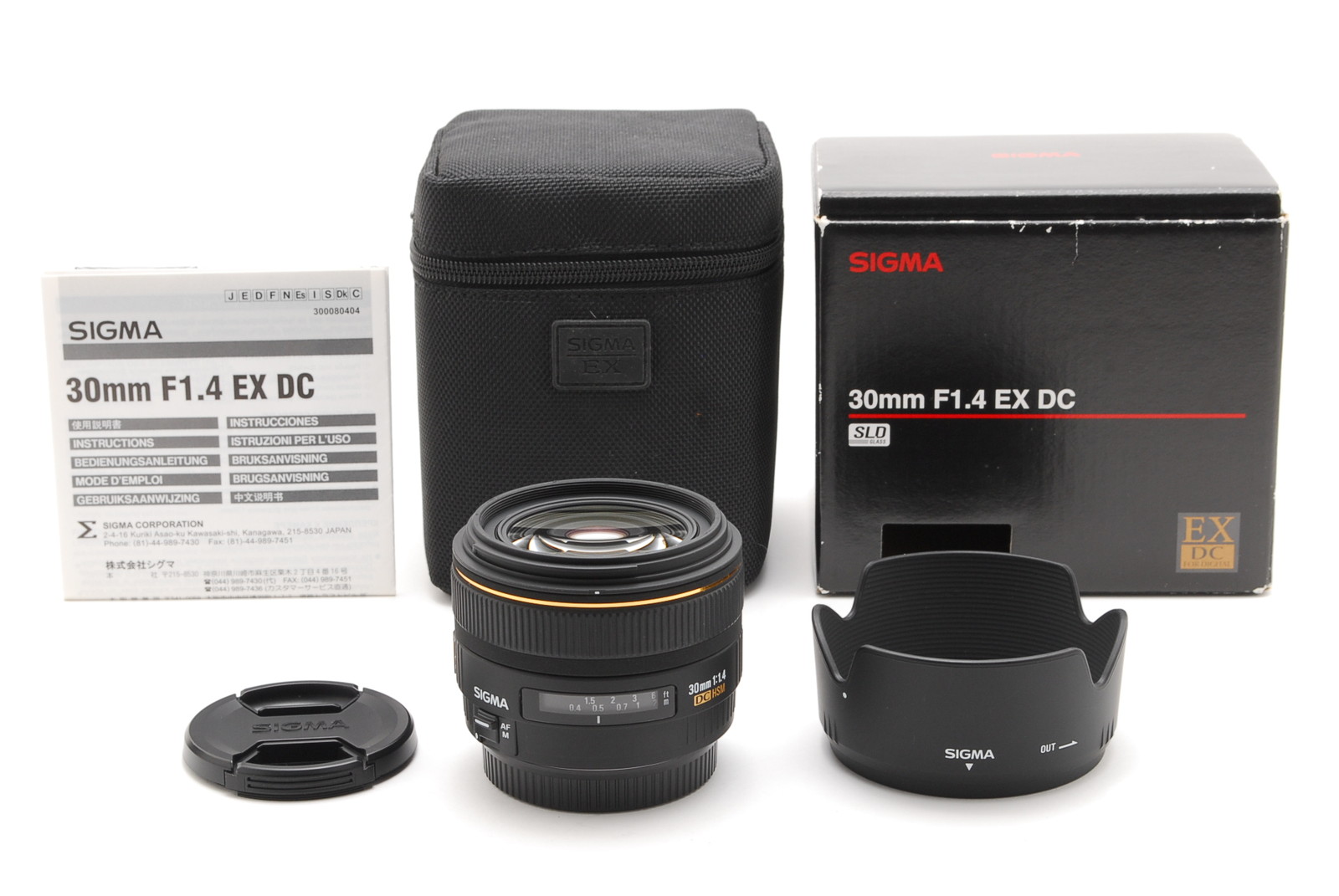 PROMOTION. MINT Sigma 30mm f/1.4 EX DC HSM for Canon EF, Box, Case, Front Cap, Rear Cap, Manual, Hood from Japan
