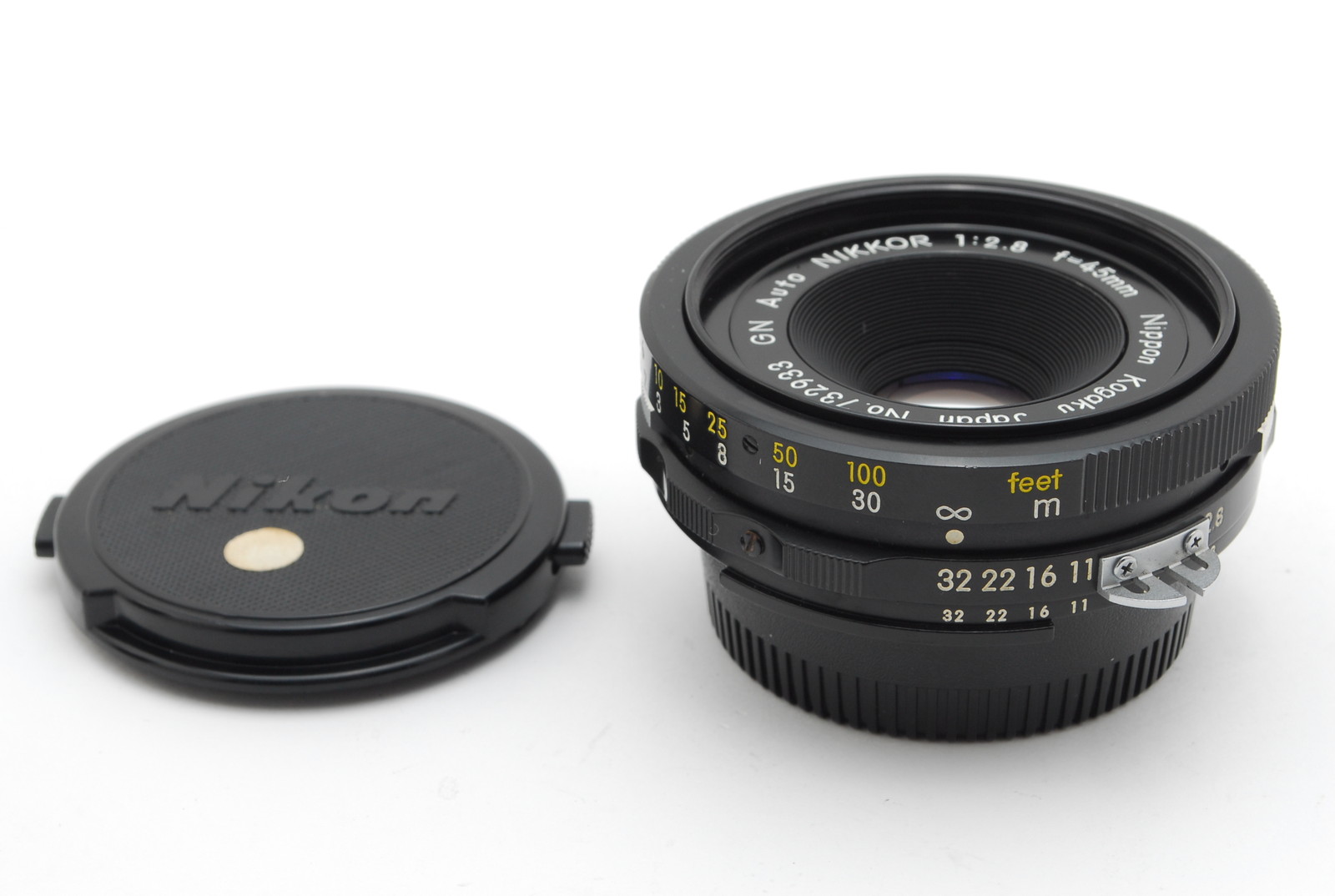 PROMOTION. EXC+++++ Nikon GN Auto NIKKOR 45mm f/2.8, Front Cap, LF-1 Rear Cap from Japan