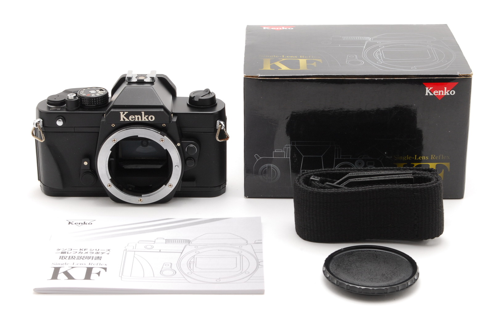 PROMOTION. RARE MINT Kenko KF-1N Nikon F Mount 35mm Film SLR, Box, Manual, Body Cap, Strap from Japan