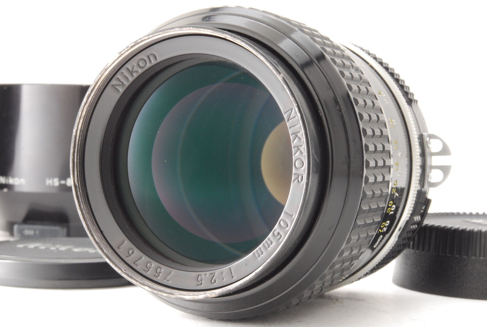 PROMOTION.EXC+++++ Nikon NIKKOR 105mm f/2.5 Ai, Front Cap, Rear Cap, Hood from Japan