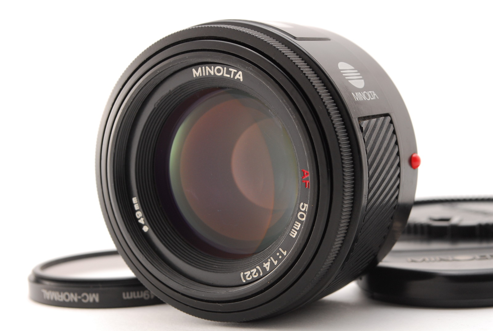 PROMOTION.NEAR MINT Minolta AF 50mm f/1.4, Front Cap, Rear Cap, Lens Filter from Japan