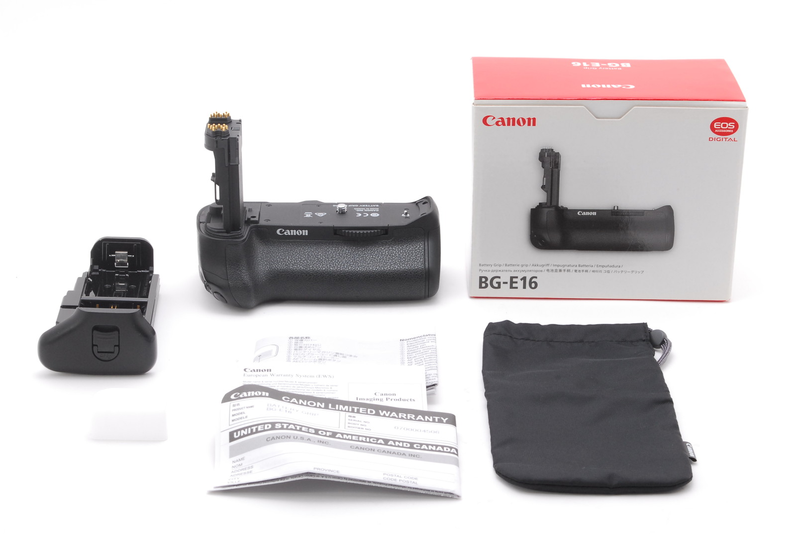 PROMOTION. NEAR MINT Canon BG-E16 Battery Grip, Box, Case, Manual, Cap from Japan