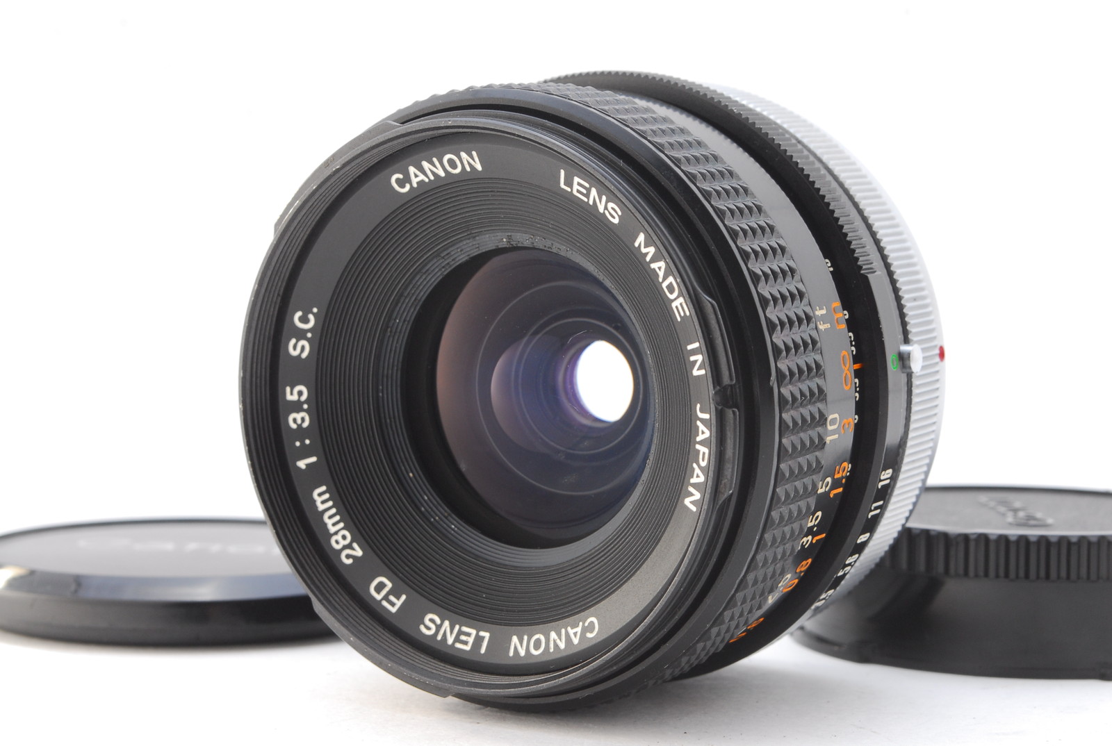 PROMOTION. EXC+++++ Canon FD 28mm f/3.5 S.C. SC, Front Cap, Rear Cap from Japan