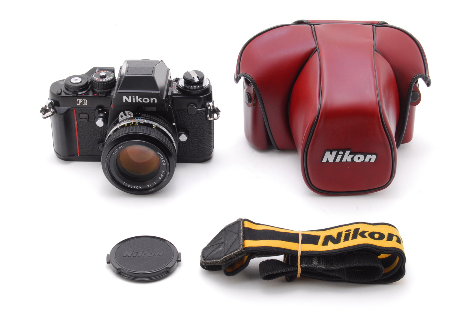 PROMOTION.EXC+++++ NIkon F3 Eye Level Finder, NIKKOR 50mm f/1.4 Ai, Case, Strap from Japan