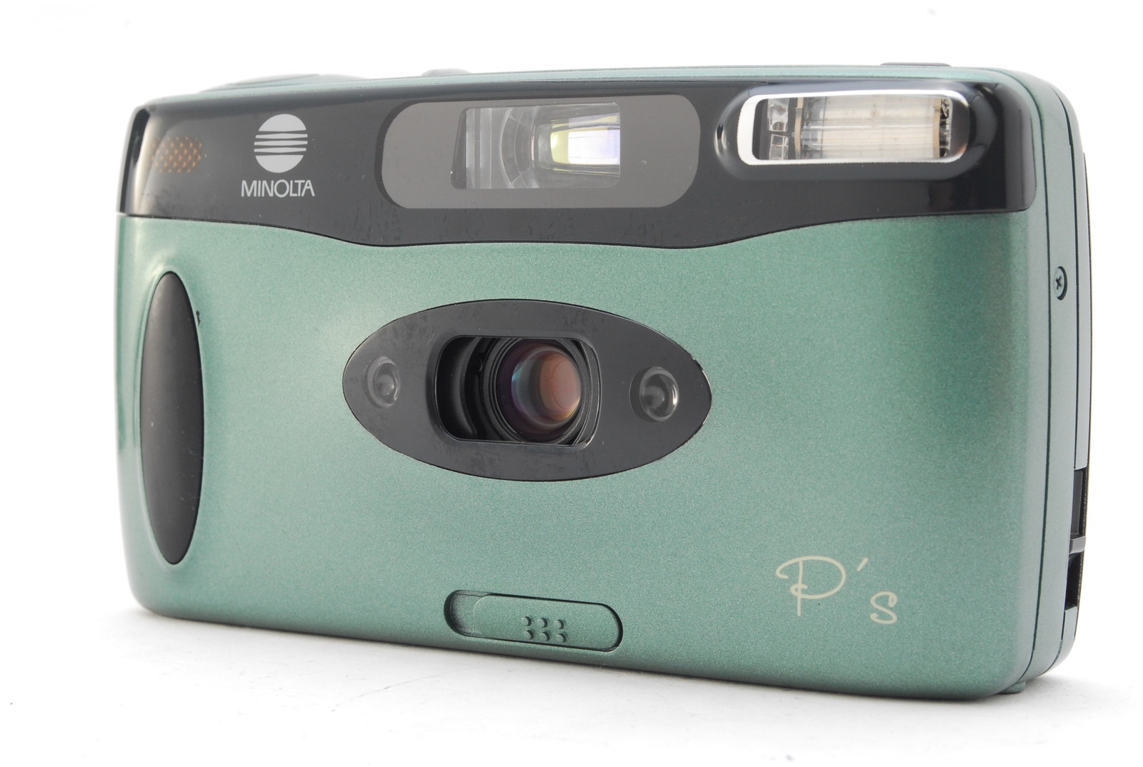 PROMOTION. NEAR MINT Minolta P’s 35mm Film Panorama Point and Shoot Camera Green Body NEAR MINT Minolta P 的 35 毫米胶片全景傻瓜相机绿色机身