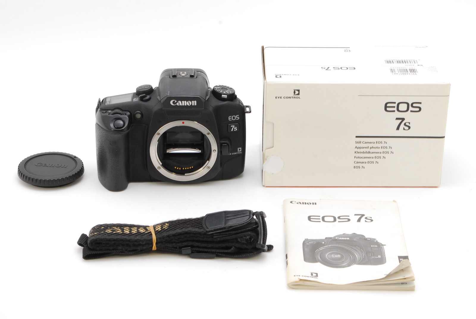 PROMOTION. NEAR MINT Canon EOS 7s 35mm Film Camera, Box, Manual, Strap, Body Cap from Japan